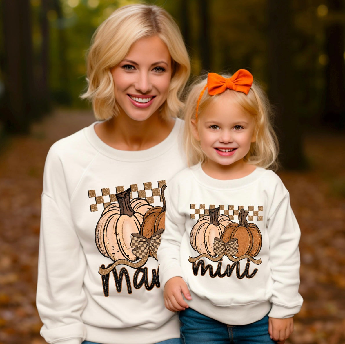 Mama | Mini Pumpkin Checkered Bow