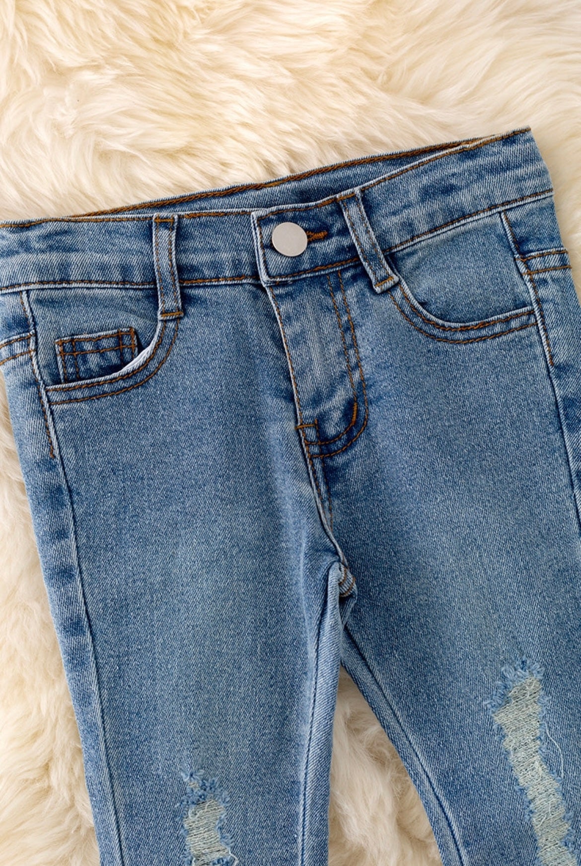 Distressed Blue Denim Bells