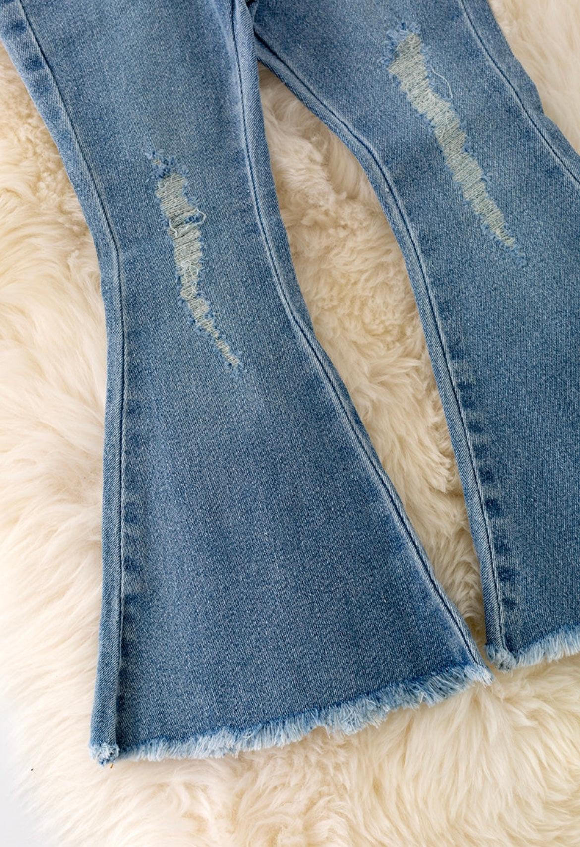 Distressed Blue Denim Bells