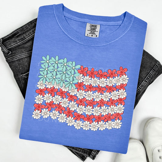 Floral American Flag Graphic Tee