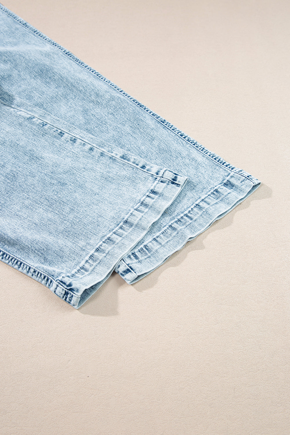 Mineral Wash Drawstring Waist Loose Straight Denim Pants