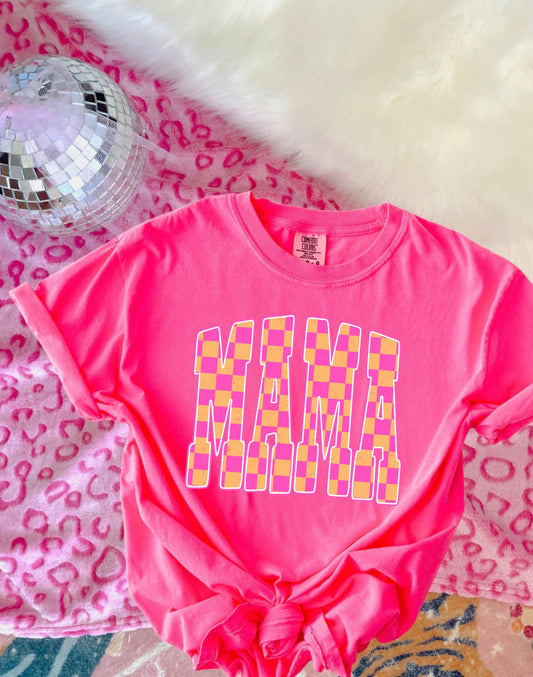 🩷🧡 MAMA Checkered Tee 🩷🧡