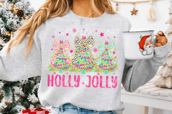 Holly Jolly Trio Christmas Trees Crewneck Sweatshirt