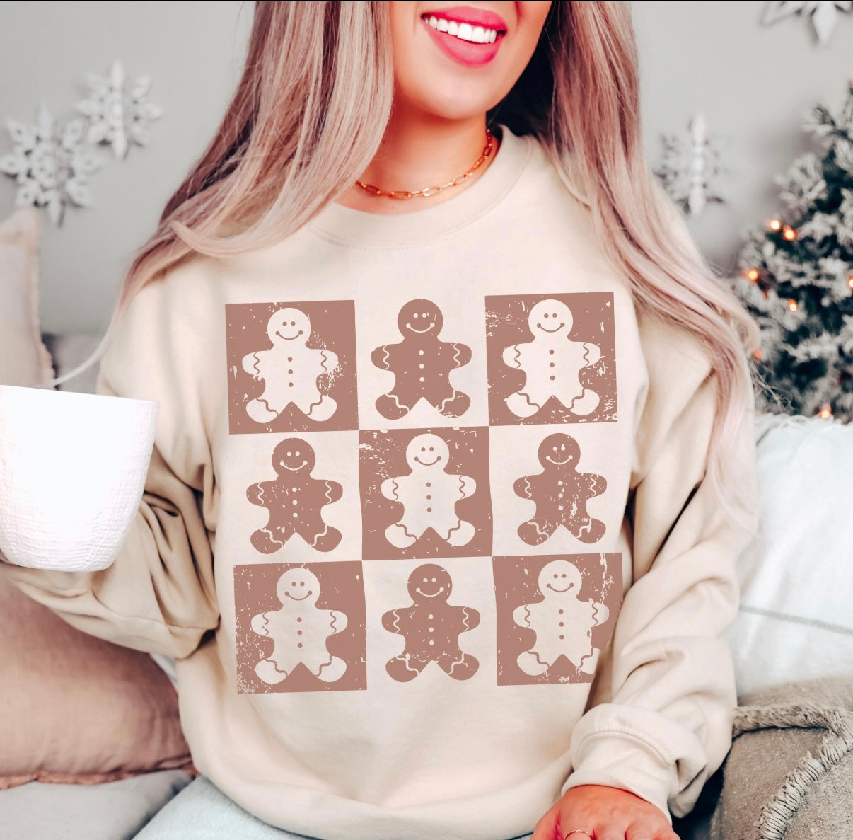 Checkered Gingerbread Man Sweatshirt