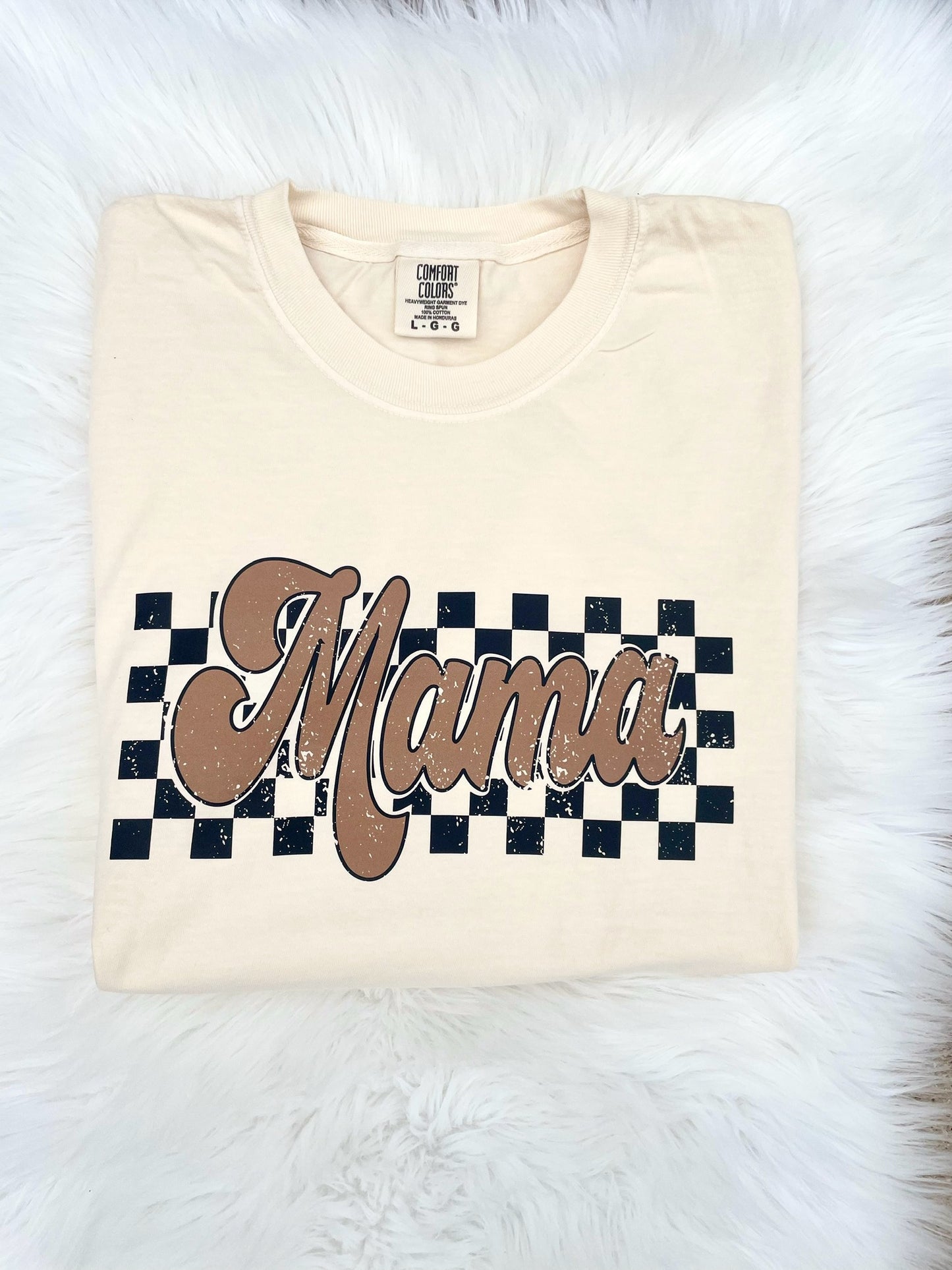 Neutral Mama Checkered Tee