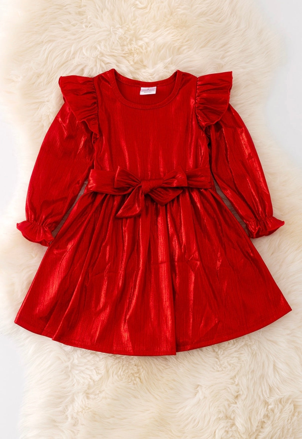 Christmas Red Angel Sleeve Dress