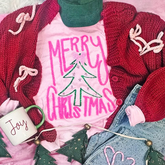 Merry Christmas fluffy patch tee | sweatshirt