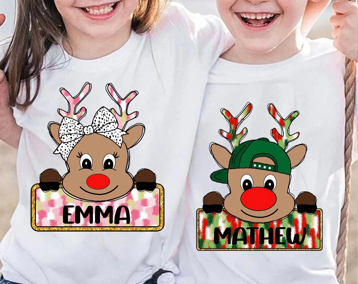 Custom Name Rednose Reindeer Shirts