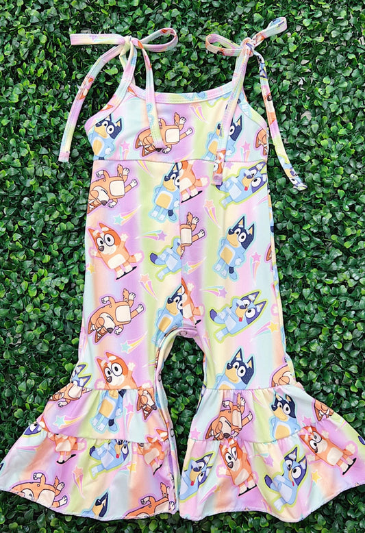 Rainbow Retro Dogs Bells Romper