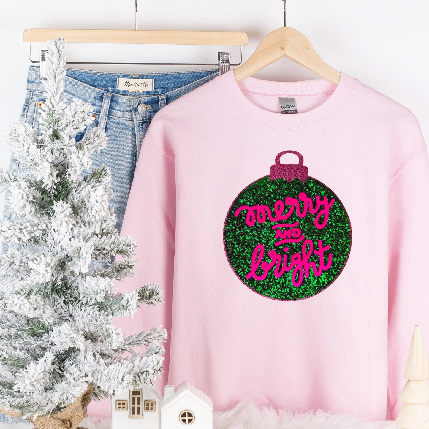 Merry + Bright Sequin Patch Crewneck Sweatshirt