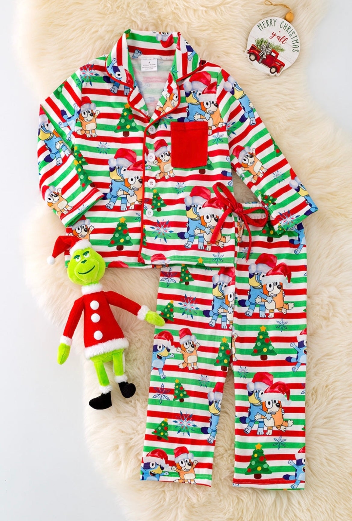 Ｂｌｕｅｙbutton up Christmas pajamas