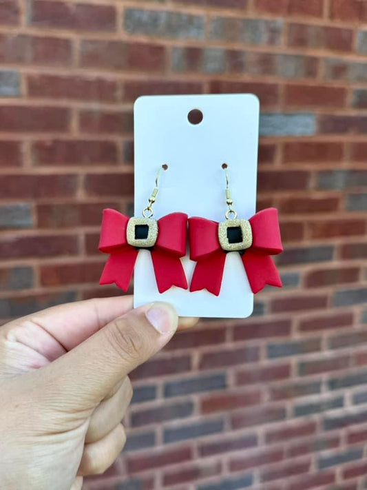 Santa Bow Dangle Earrings