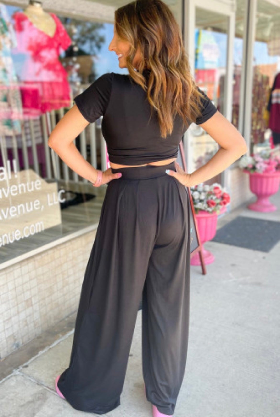 Slim Crop + Pleated Wide Leg Pants set