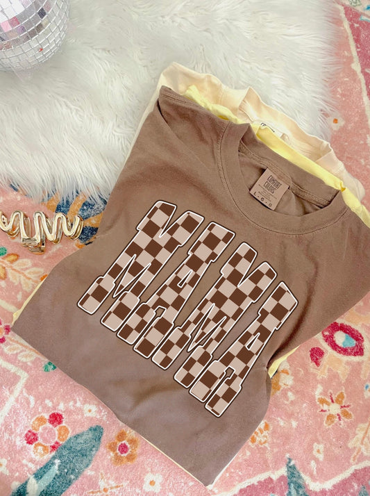 Chocolate Checkered Mama Tee