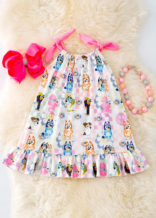 Retro Checkered Dogs Dress