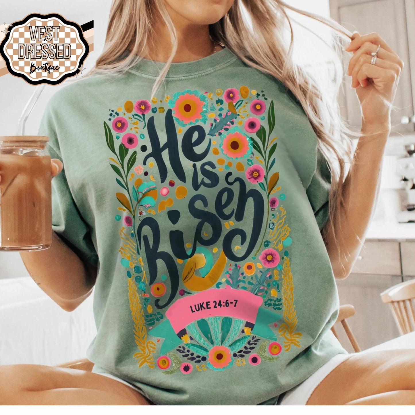 He is Risen Floral Graphic