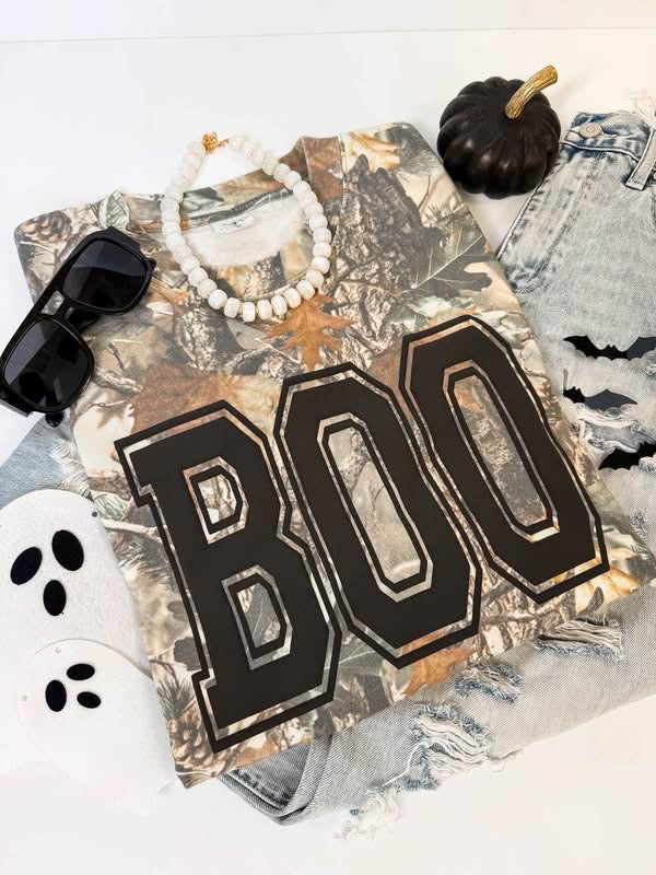 BOO puff print camo tee