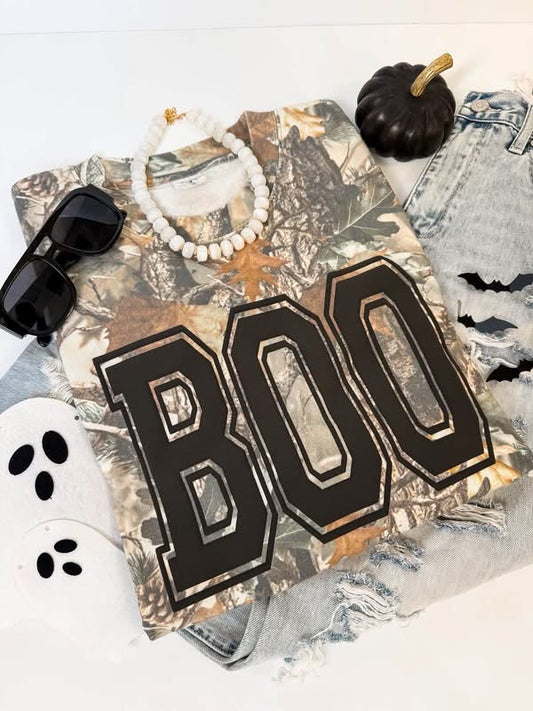 BOO puff print camo tee