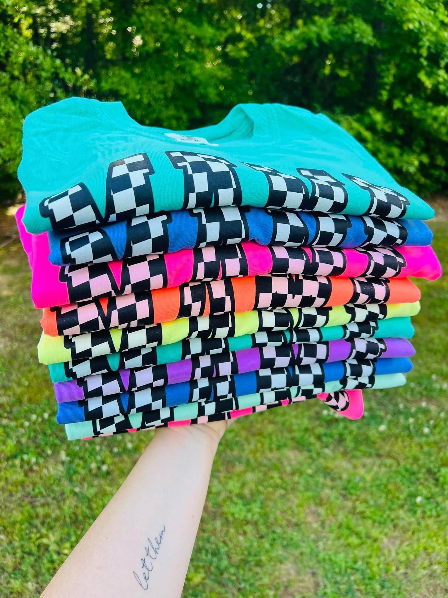 Neon Mama Checkered Graphic Tee