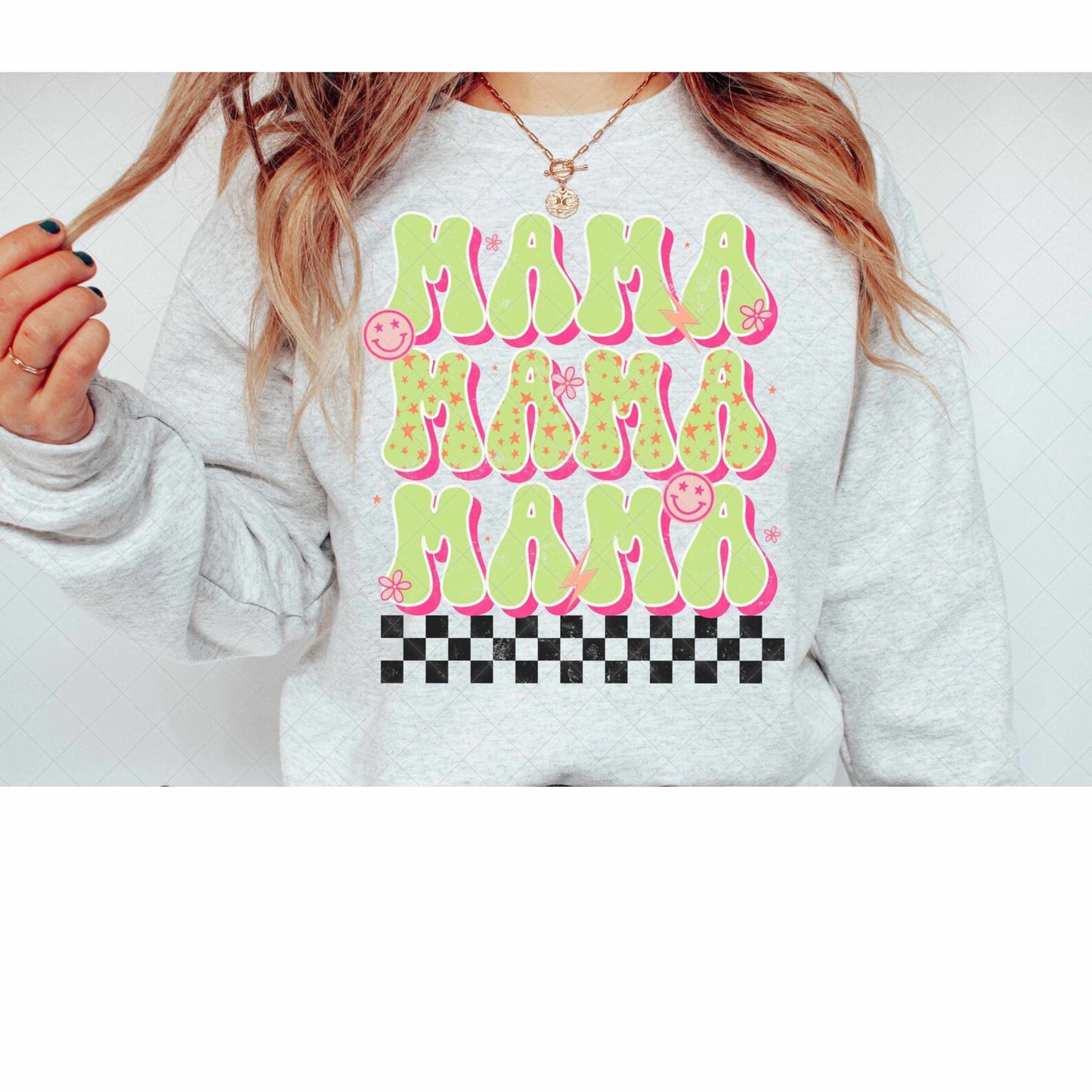 Neon green mama graphic crewneck