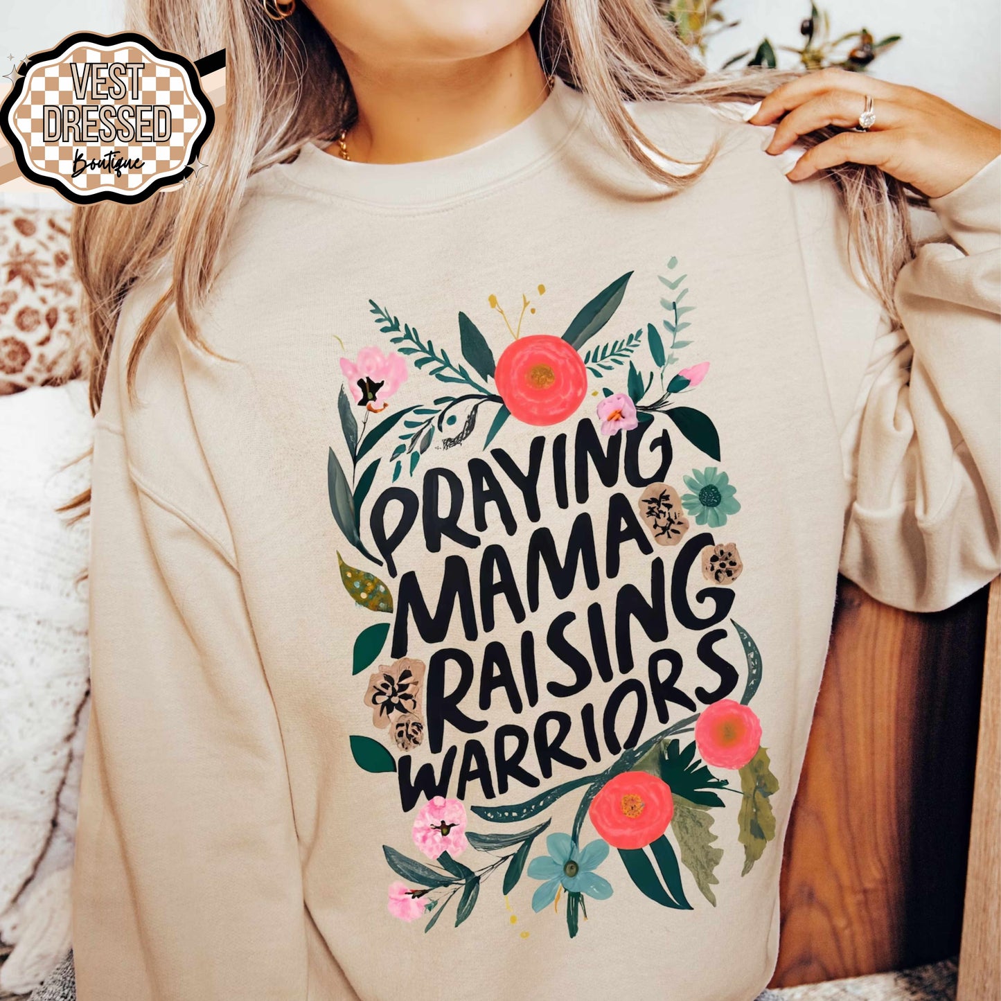 Praying Mama Raising Warriors Crewneck