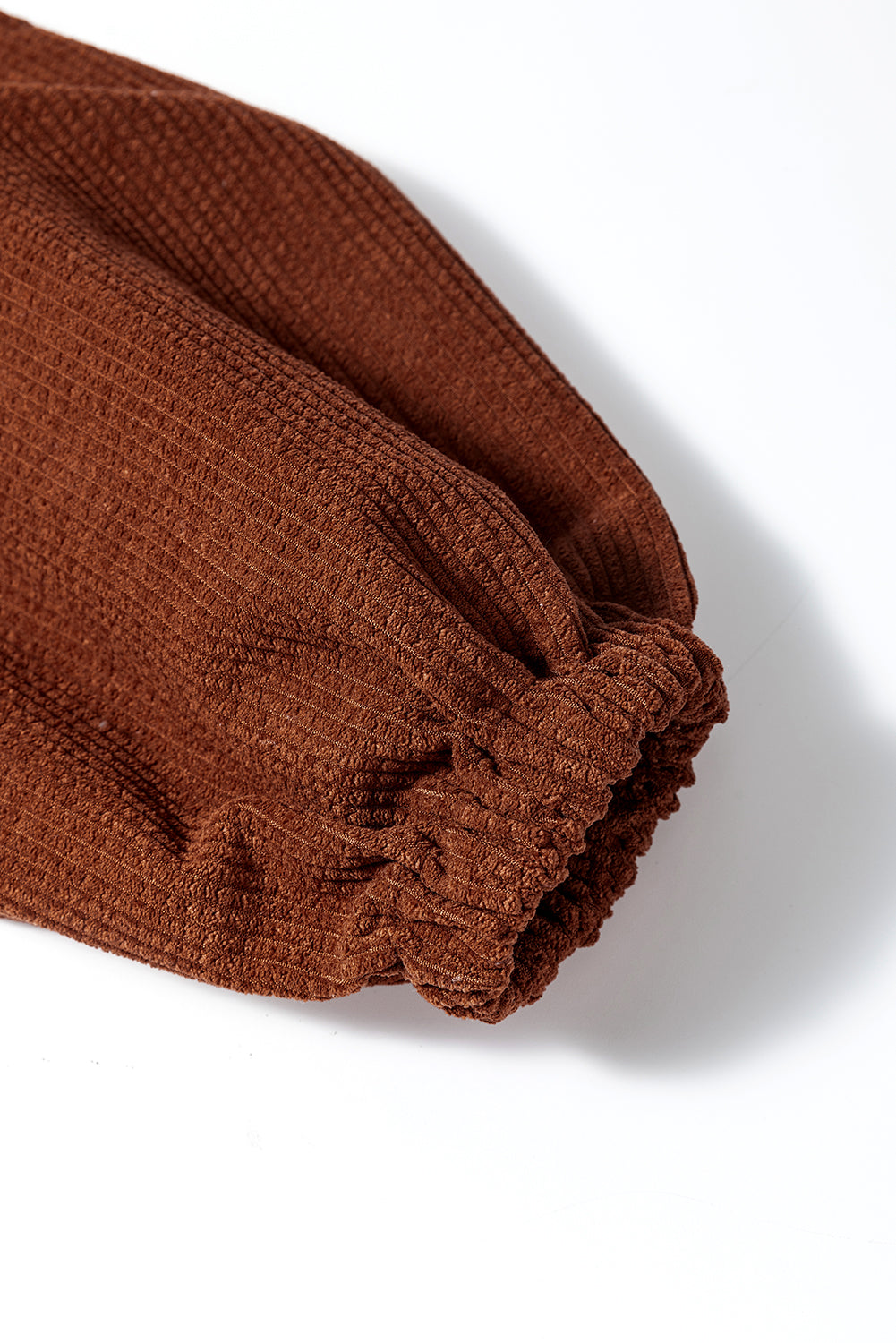 Coffee Textured Corduroy Puff Sleeve Shacket