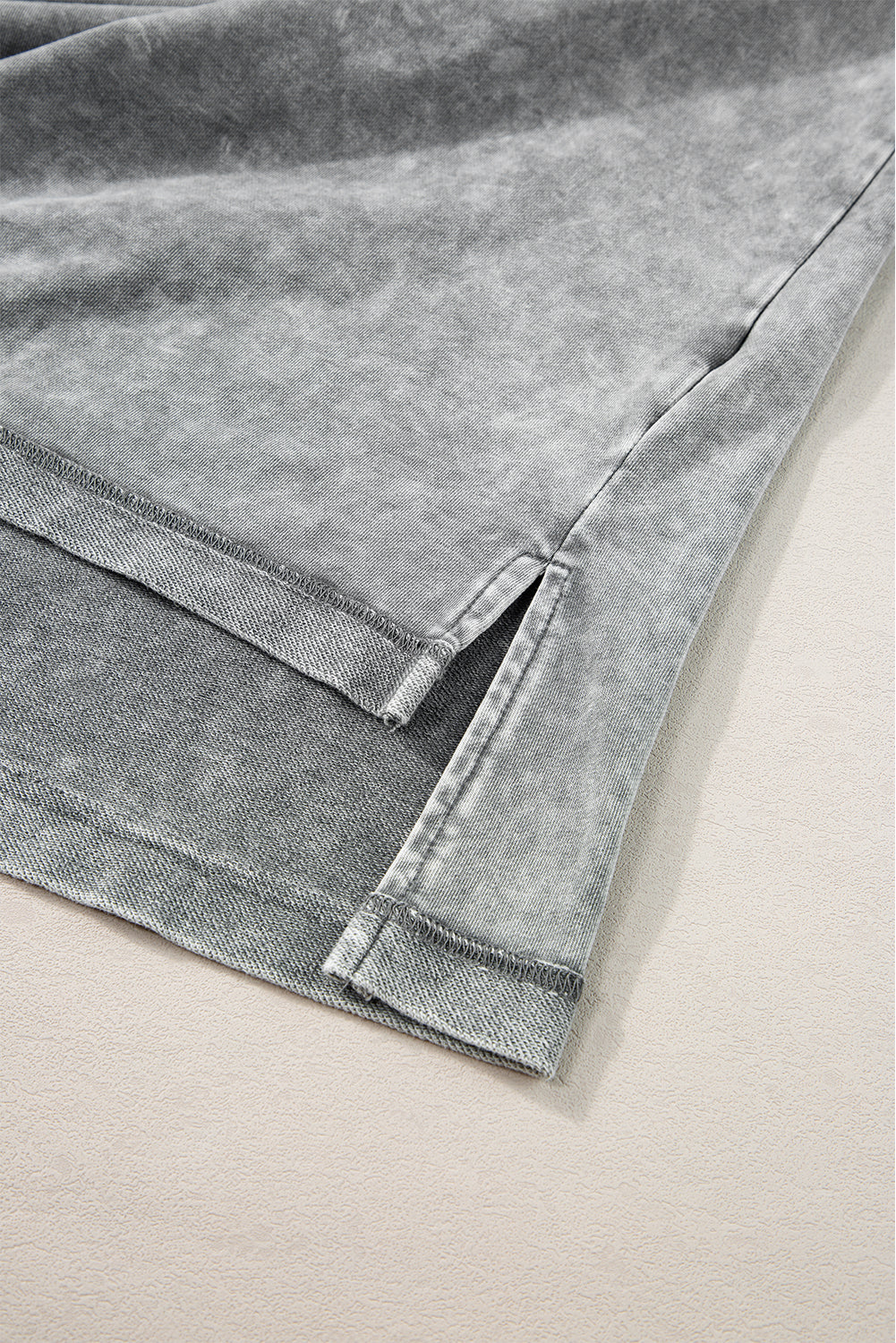 Gray Mineral Wash Exposed Seam Drop Shoulder Oversized Tee