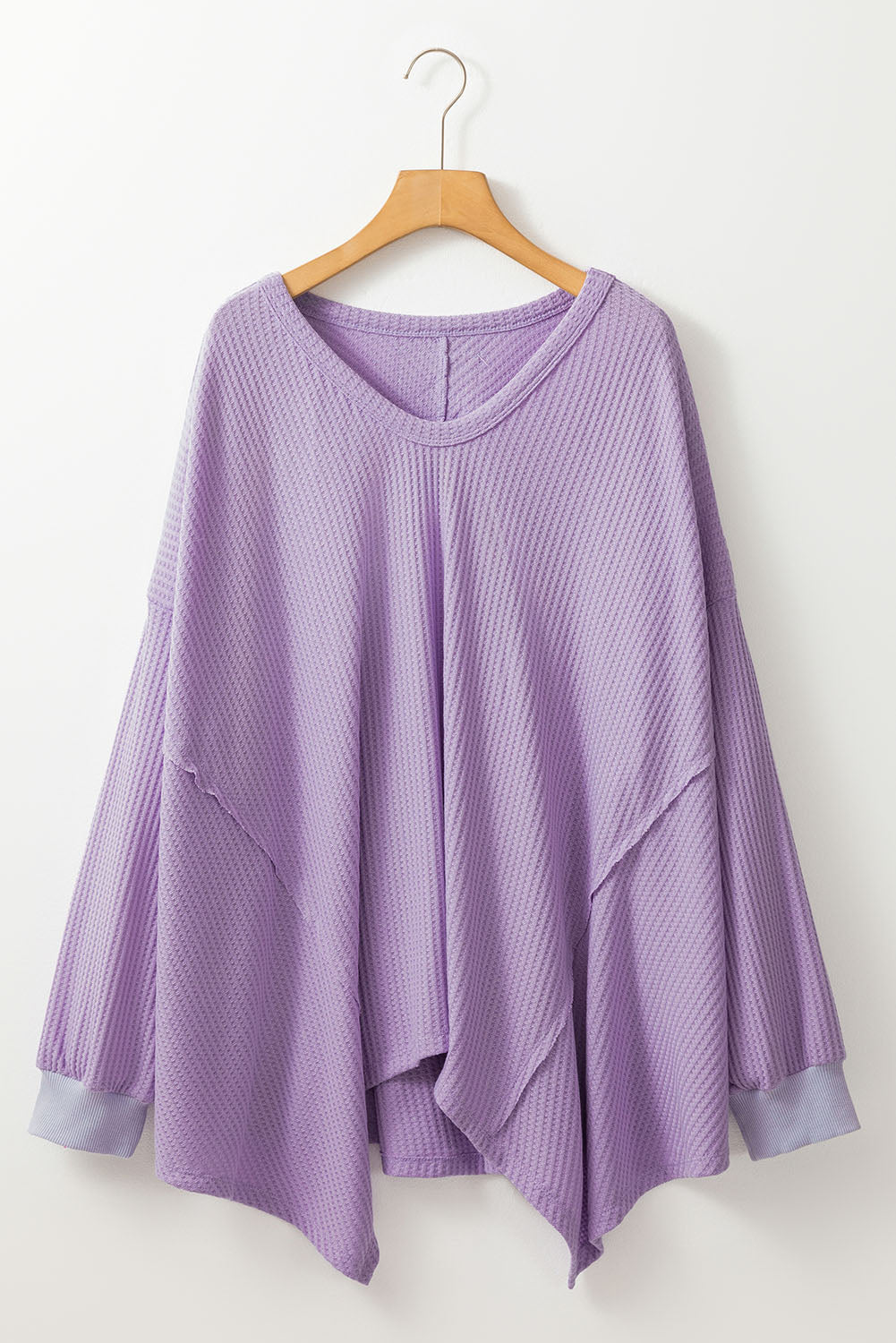 Orchid Petal Plus Size Waffle Knit Exposed Seam Flowy Top