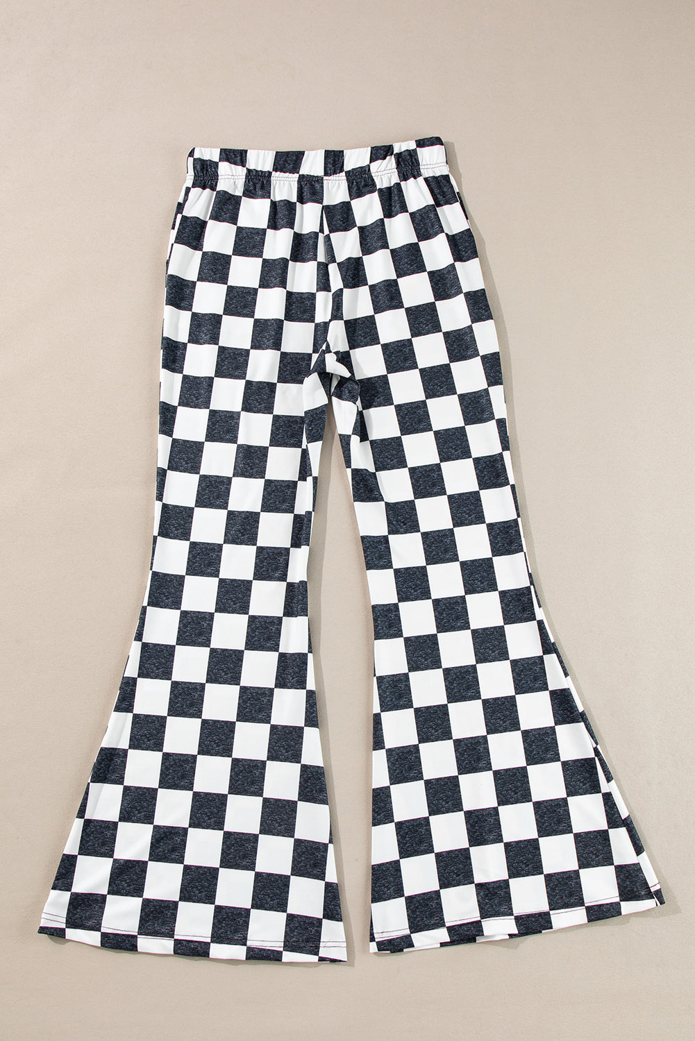 Black Checkerboard High Rise Casual Flared Pants