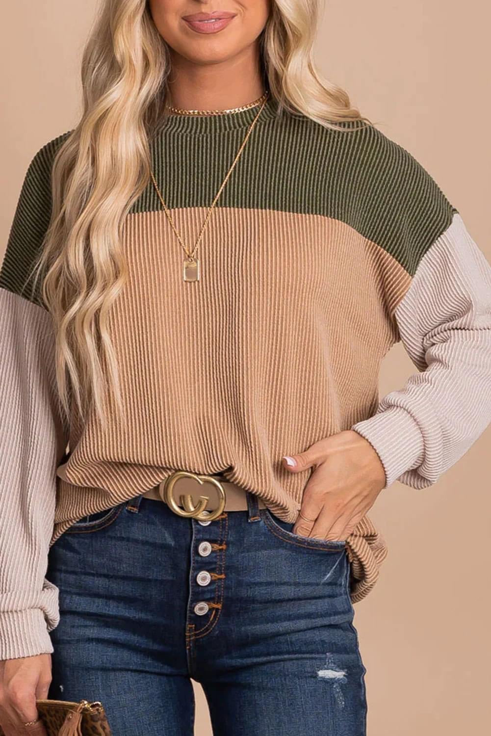 Corded Color Block Top