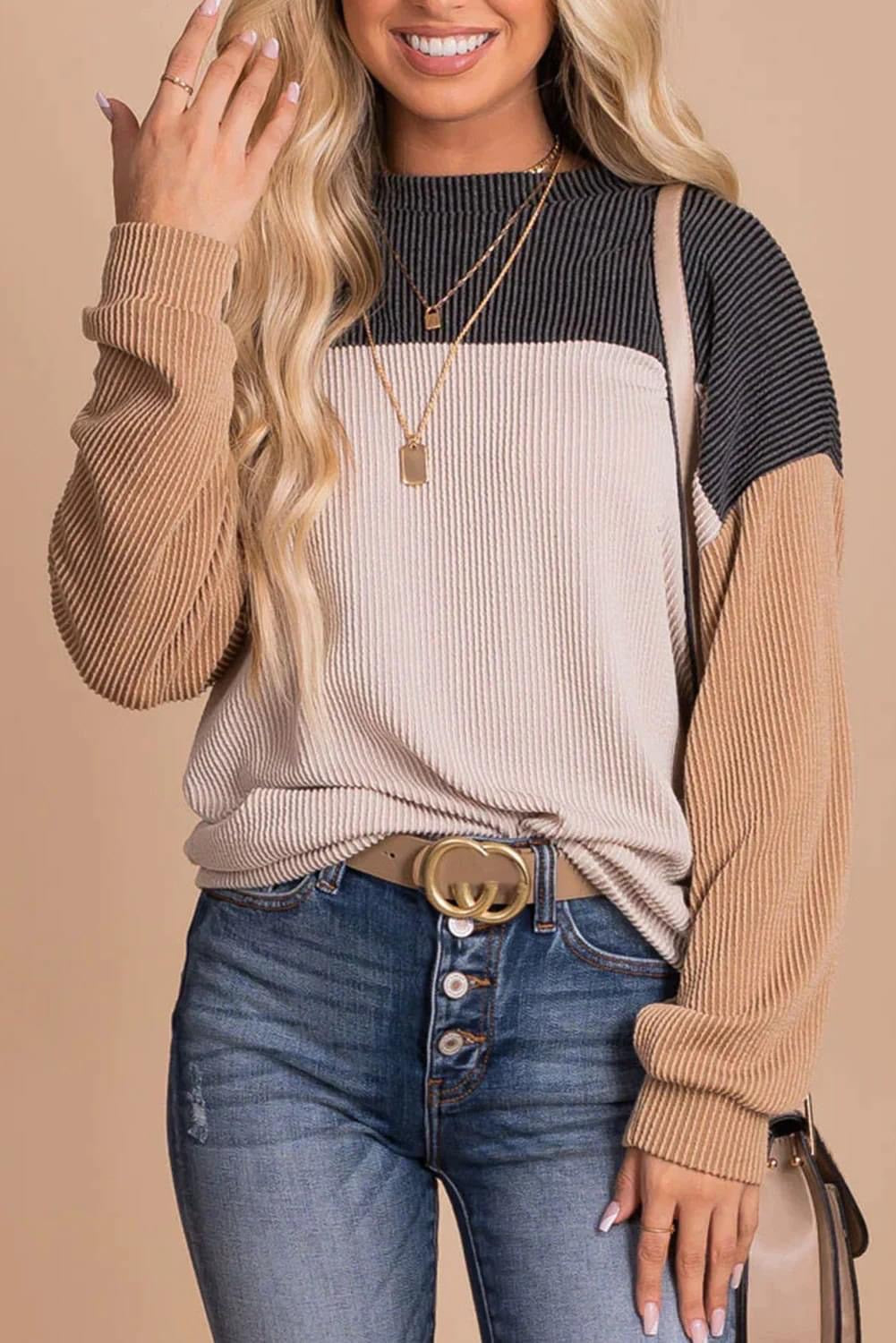 Corded Color Block Top